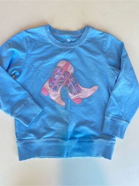Shrimp & Grits Girls medium Long Sleeve Crewneck Appliqué Cowgirl Boots